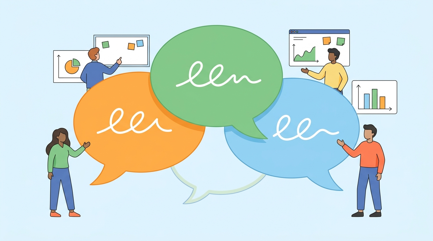 Engage with Your Community Consistently Several speech bubbles