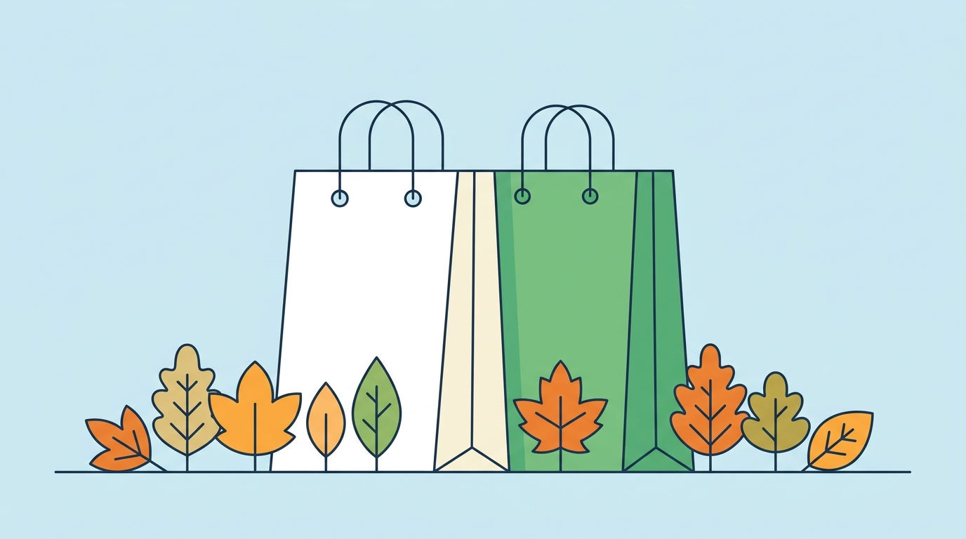 Shopping bags and autumn leaves
