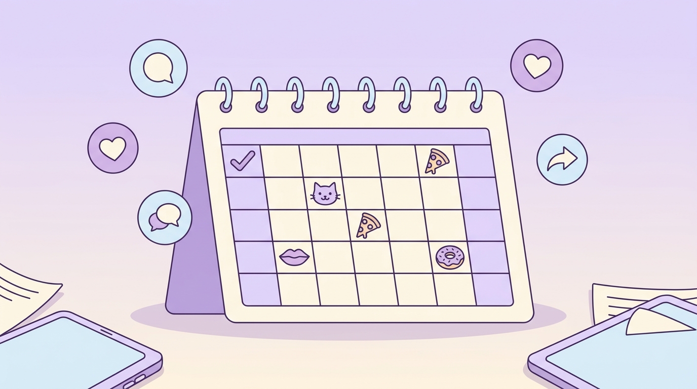 Social media holidays - image shows calendar with various icons representing social media holidays 