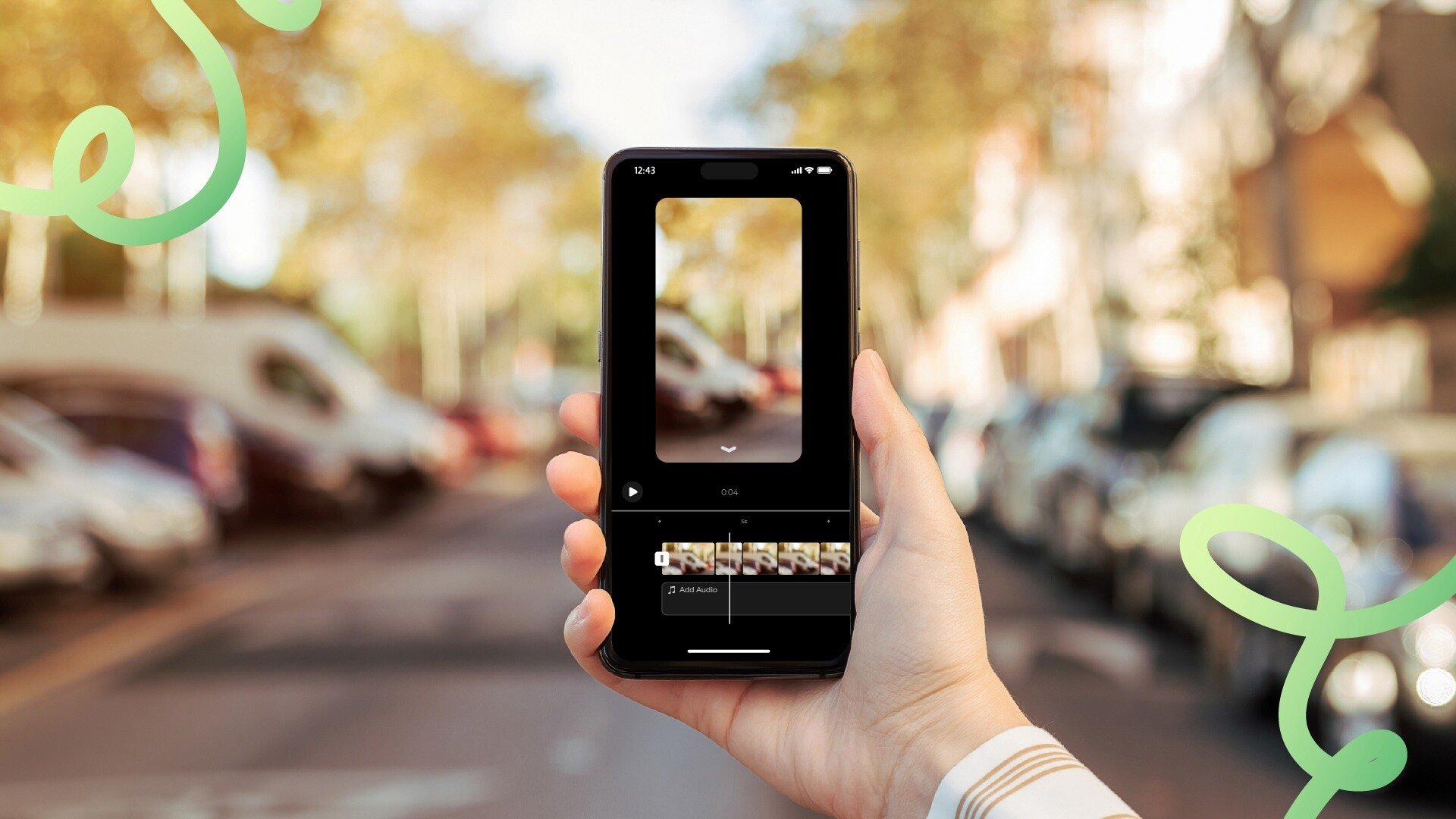 Best Instagram Reel editing apps - Person holds up phone with screen showing Instagram Reels editor interface 