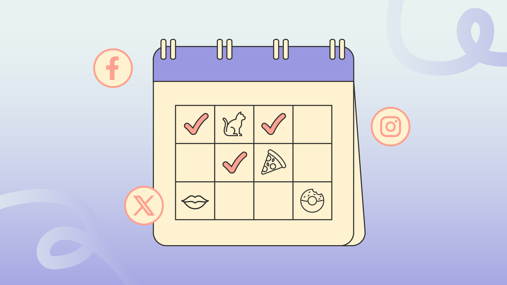 Social media holidays - image shows calendar with various icons representing social media holidays 