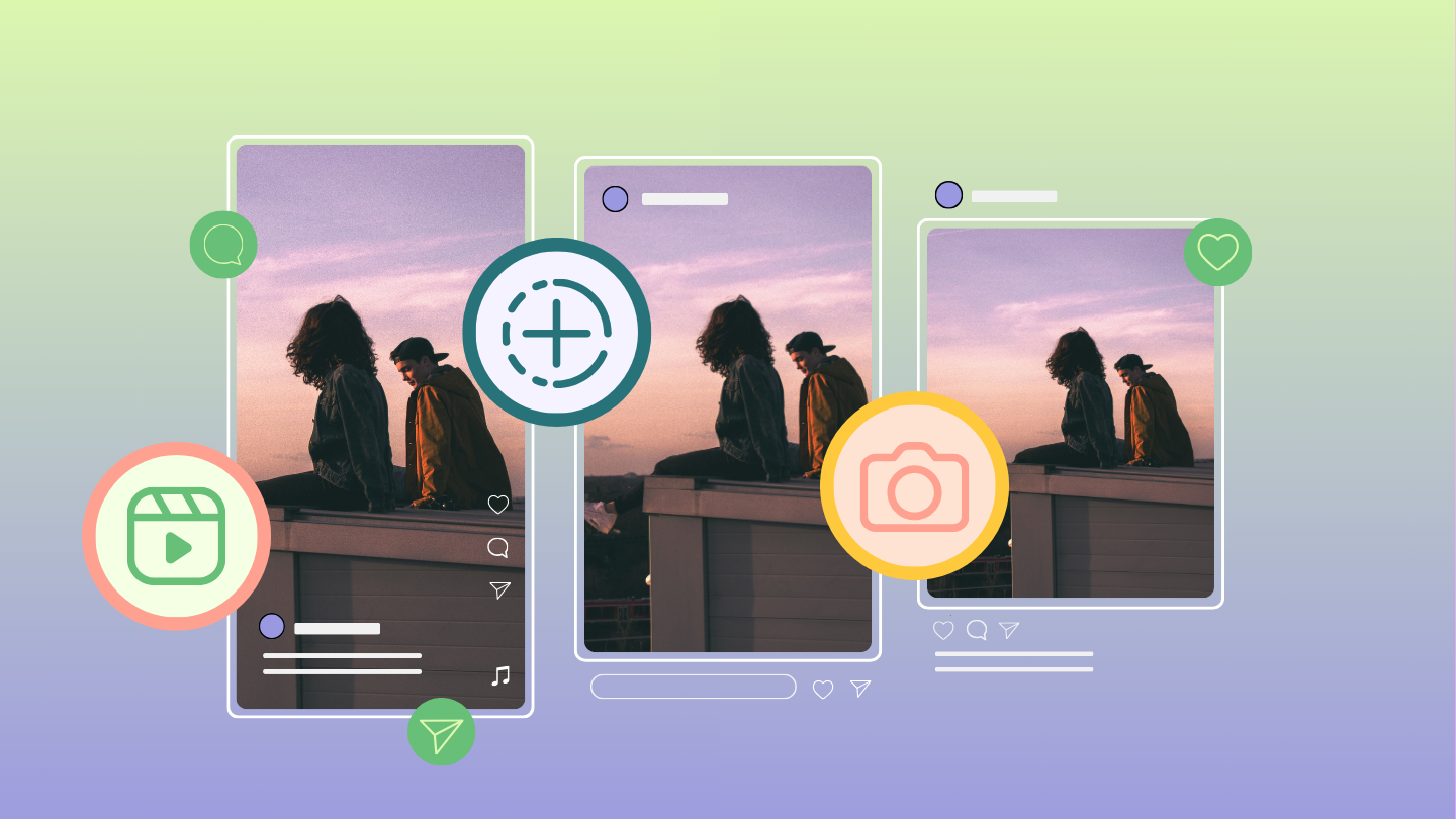 Instagram algorithm 2024 - three mockups show different types of Instagram posts 
