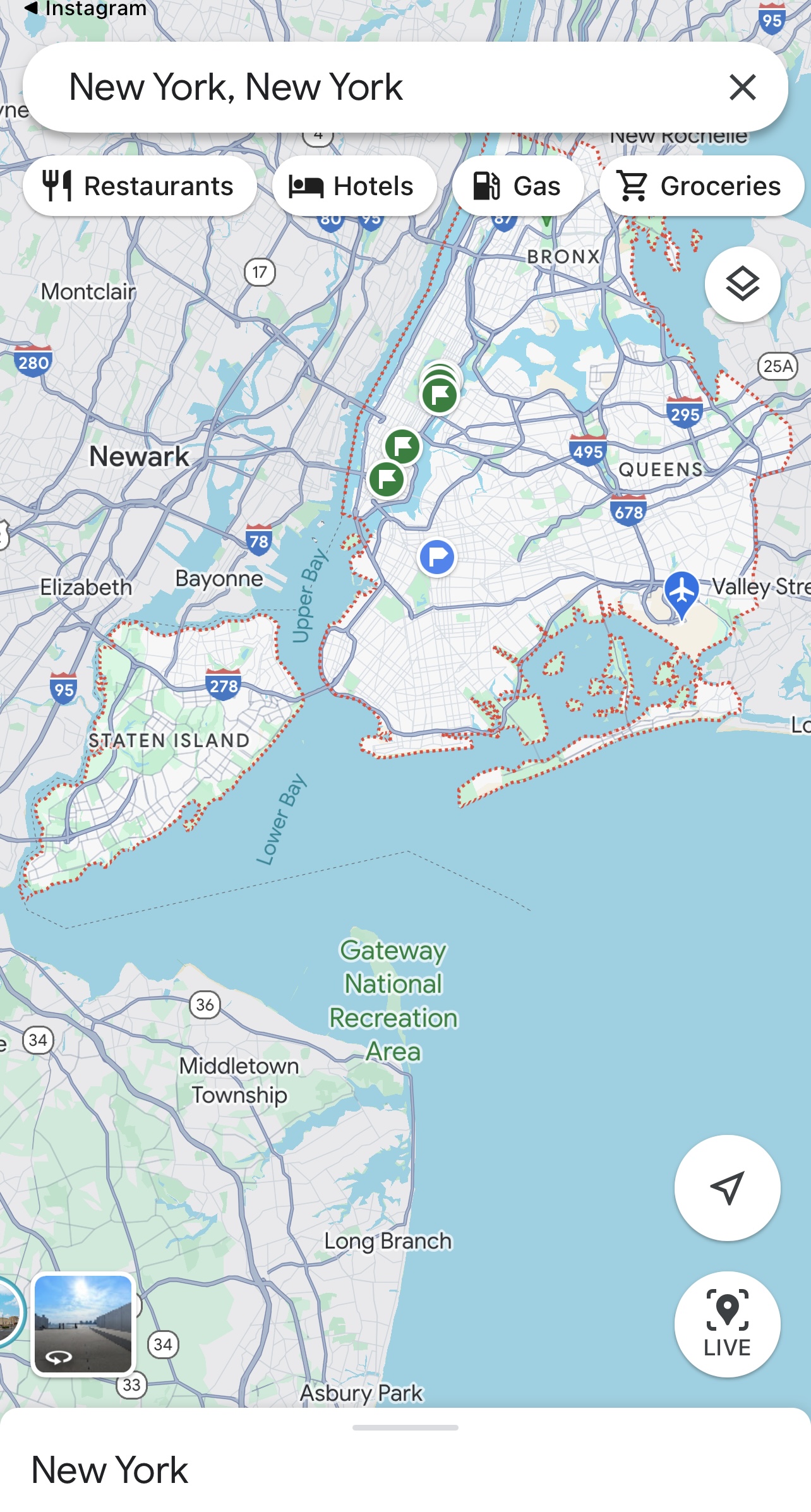 location in instagram bio - map location displayed
