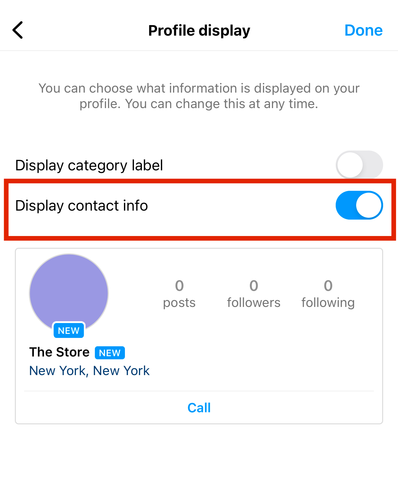 location in instagram bio - display contact info 