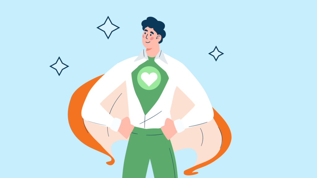 Brand Superhero A graphic of a superhero illustrating how brands today need to become more humane.