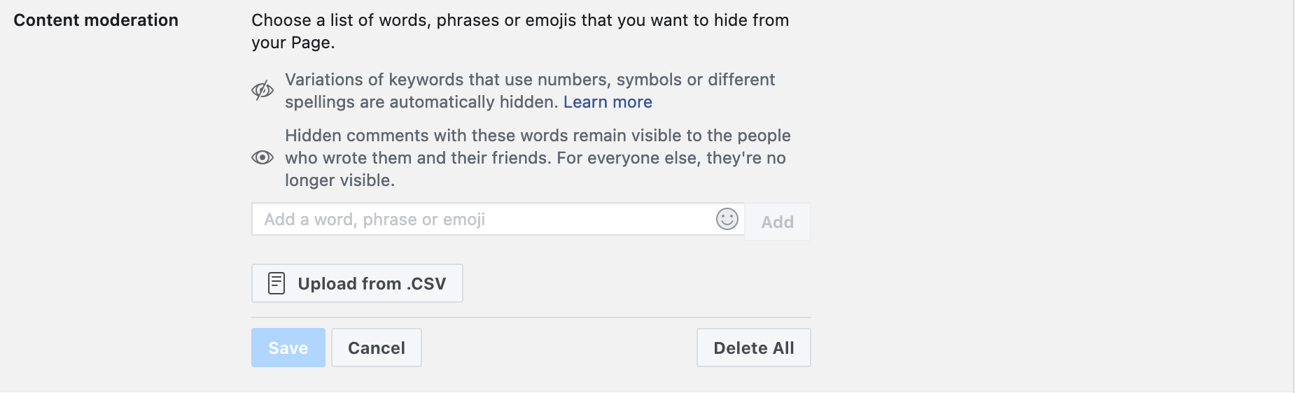 Block certain words or phrases automatically in your comment section