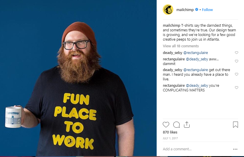 Employer branding incorporated strategy mailchimp instagram