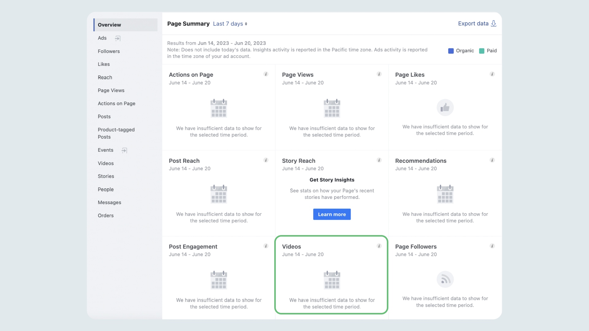 Facebook page insights