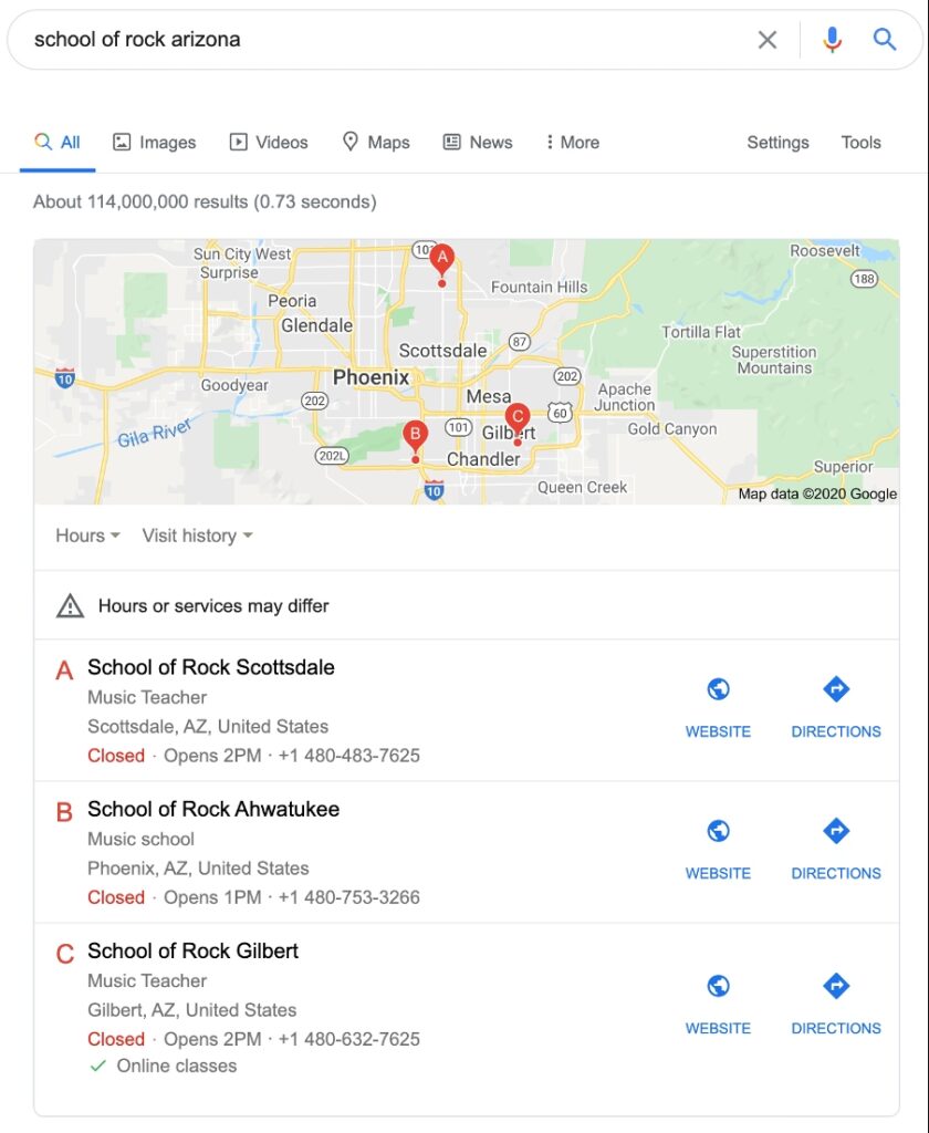 School of Rock Arizona locations