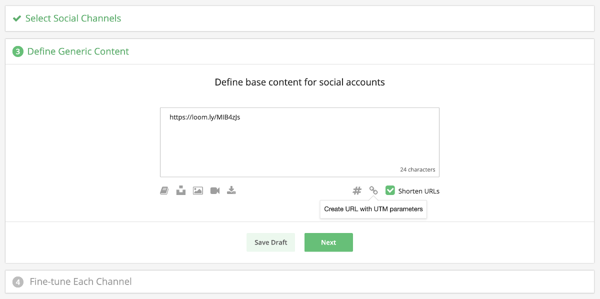 Generature URLs with UTM parameters in Post Builder Loomly