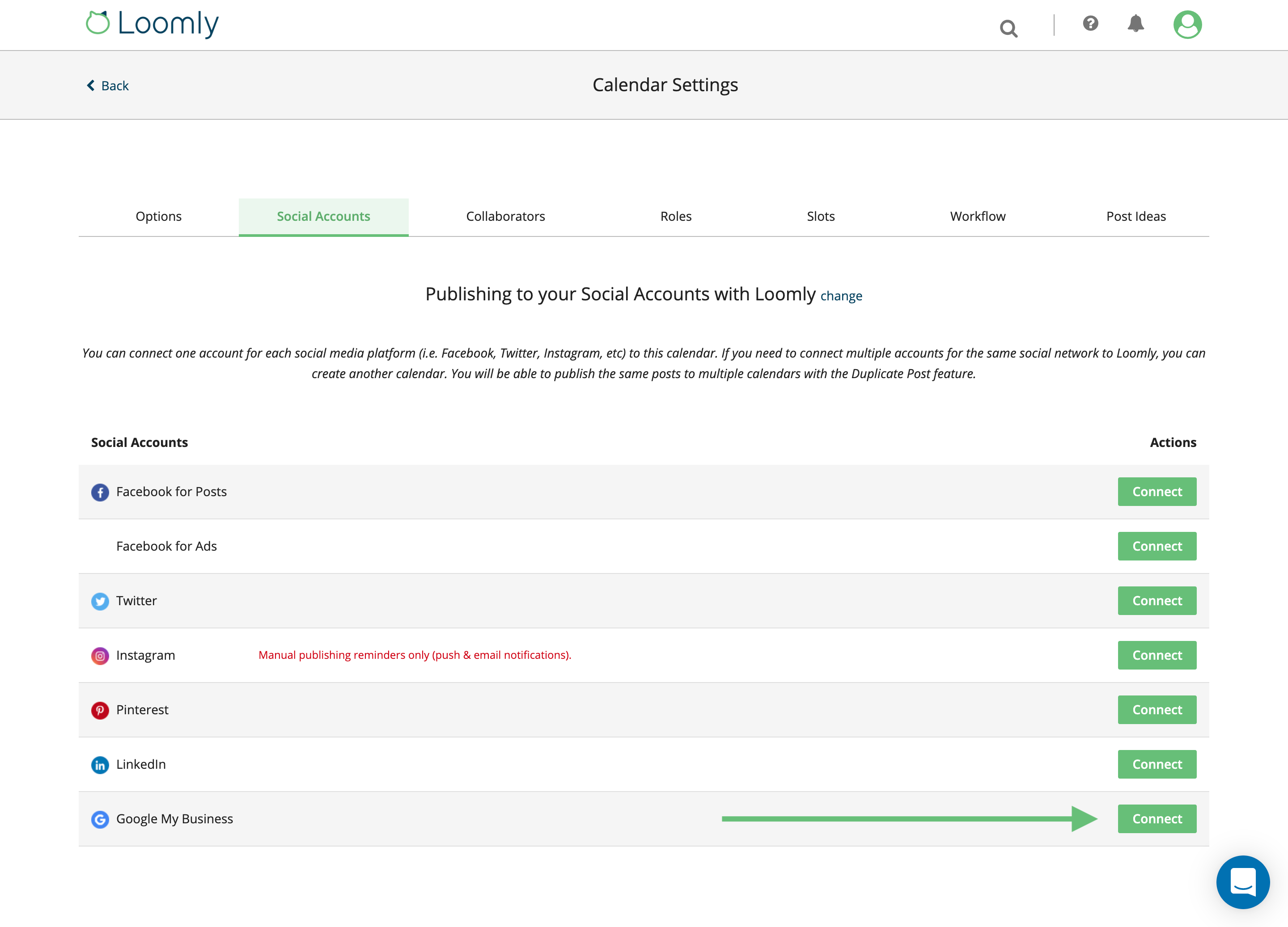 Google My Business Loomly Connect Account