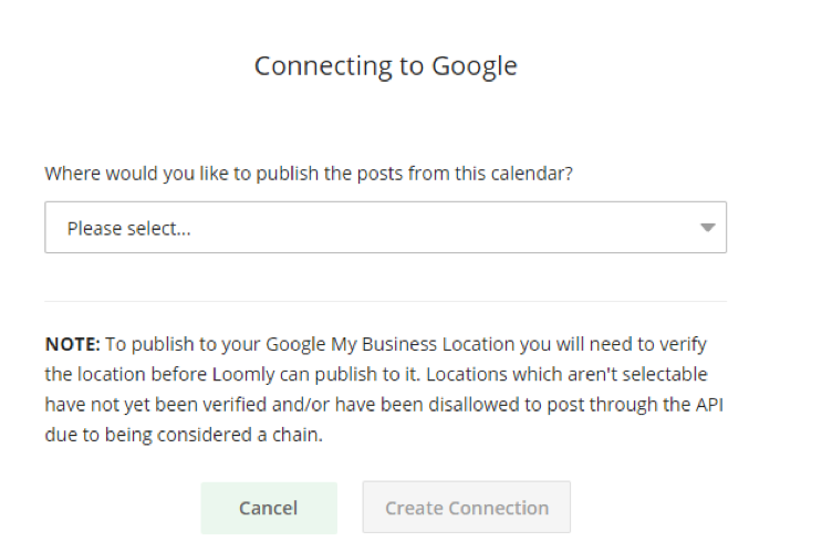 Google My Business Loomly Select Account