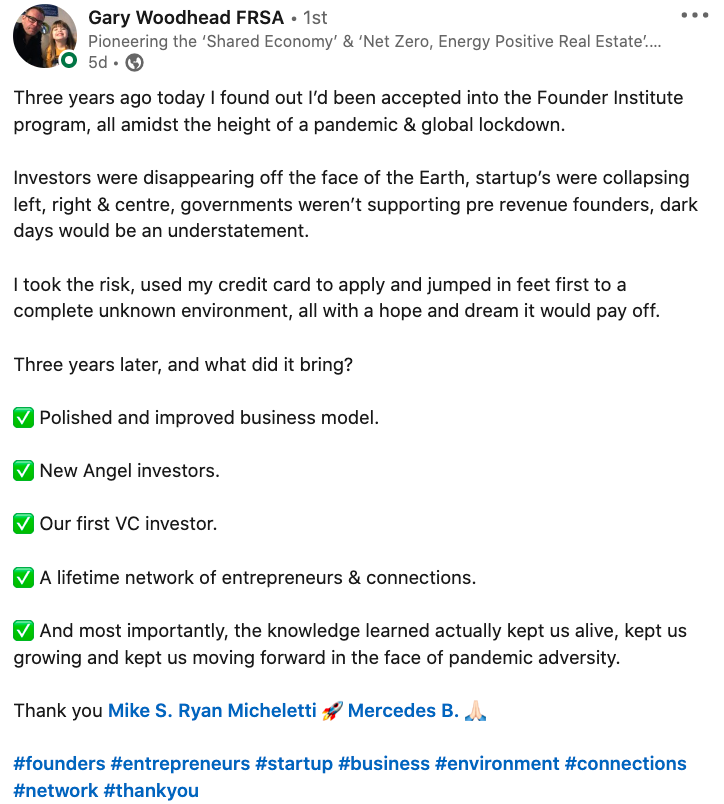 Example of readability on Linkedin post