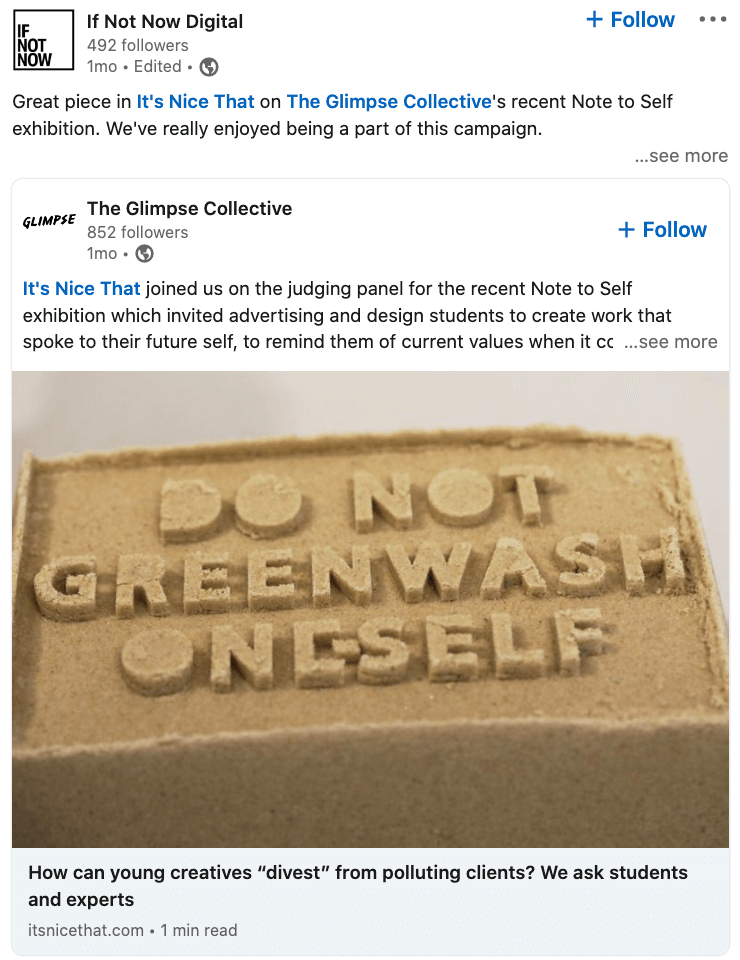 Example of LinkedIn shared post