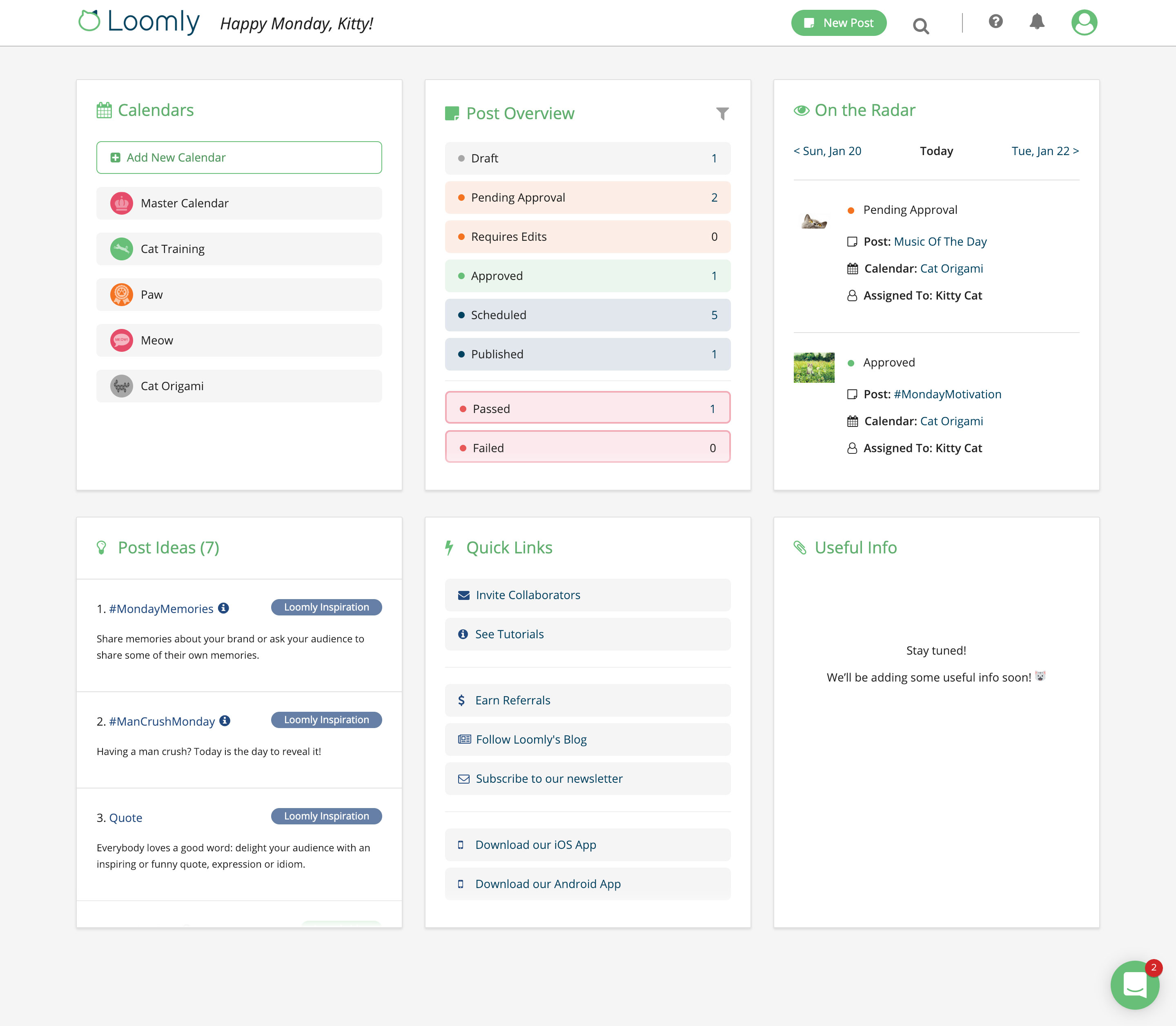 Loomly 3.0 Dashboard Screenshot