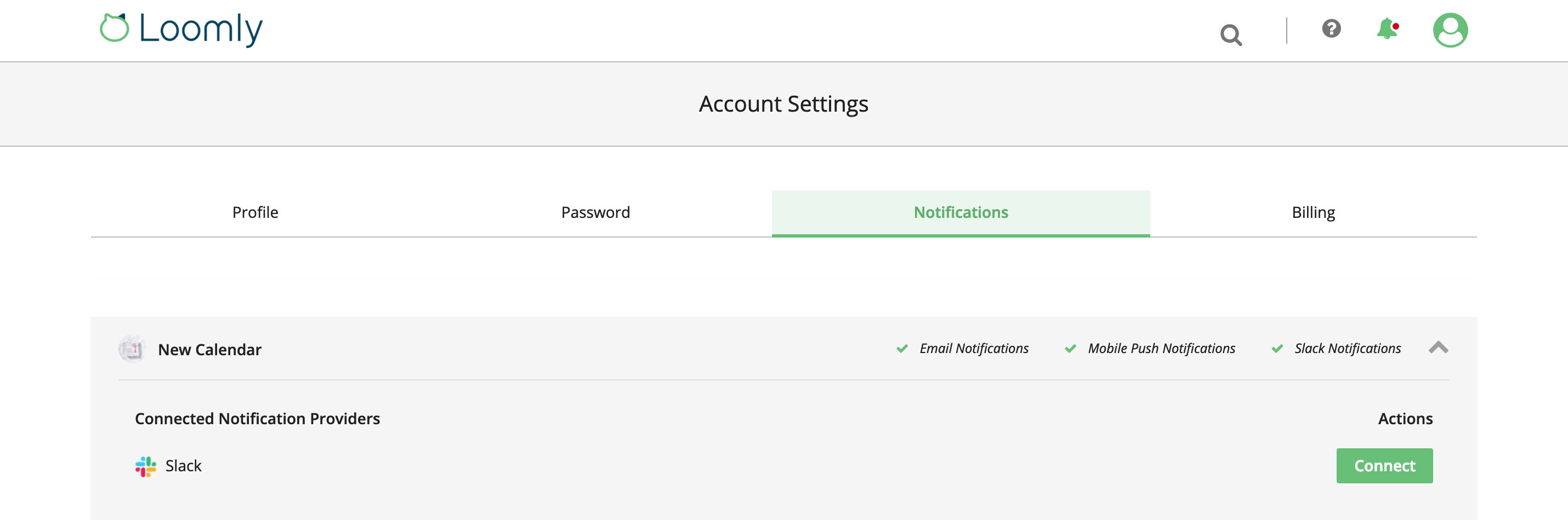 Loomly Slack App First Connection