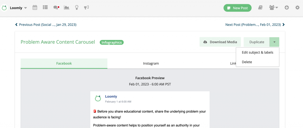Manage Labels in Loomly