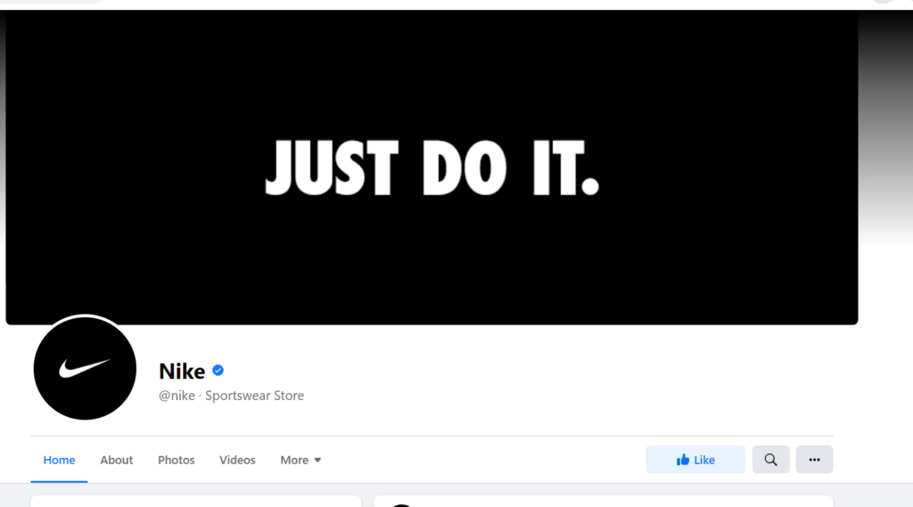 Nike Facebook page