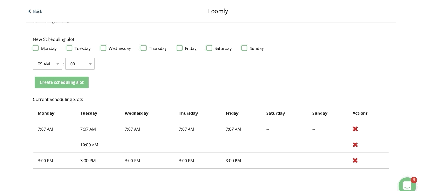 Scheduling Slots Edit Existing Slots In Loomly Calendar Settings
