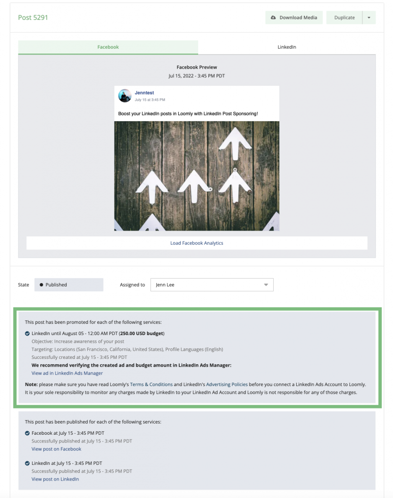 Loomly LinkedIn Post Preview
