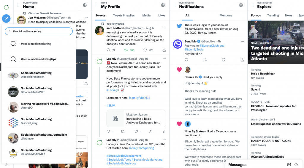 Searching a hashtag in TweetDeck
