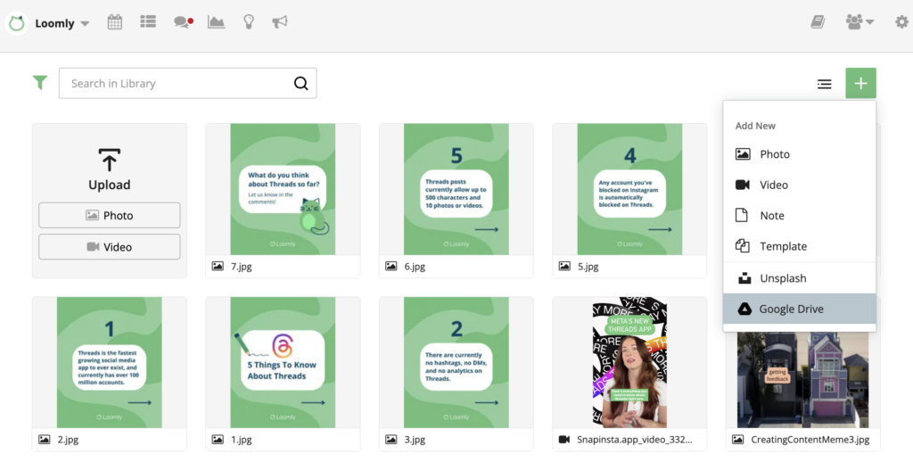 Upload to Loomly from Google Drive