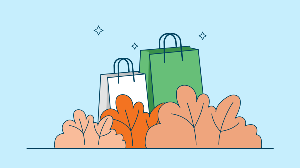 Shopping bags and autumn leaves