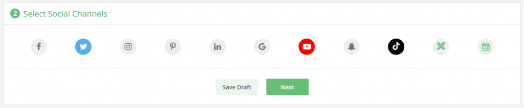 Select Social Media Accounts Choose which platforms the content should be posted to