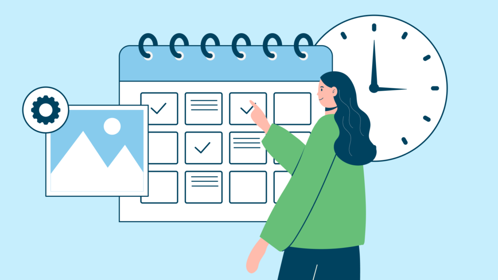 A person scheduling onto a calendar