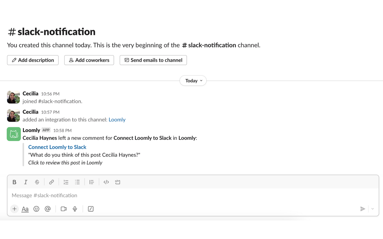 Loomly notification in Slack
