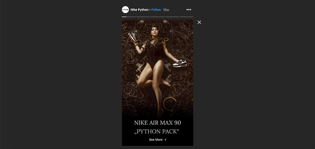 Afew Store Nike Stories Social Media Stories High-Quality Creatives Afew Store Nike Example