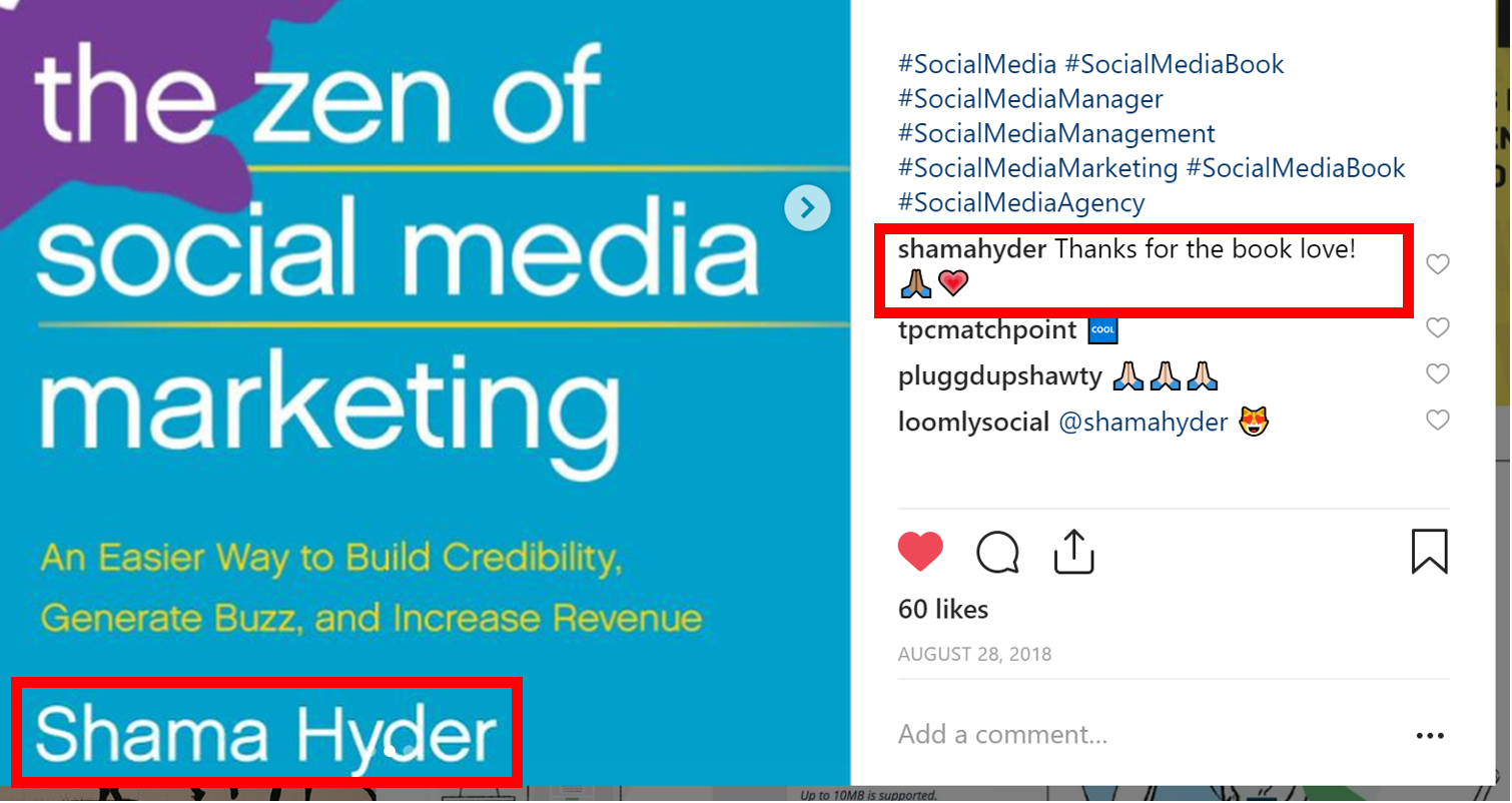Social media roi response from book author