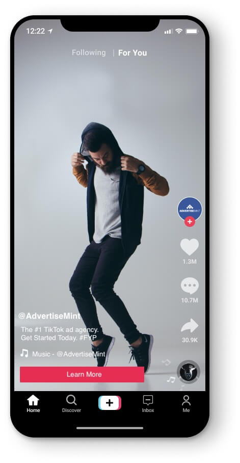 TikTok Sponsored Post A TikTok sponsored post as it appears in feed.