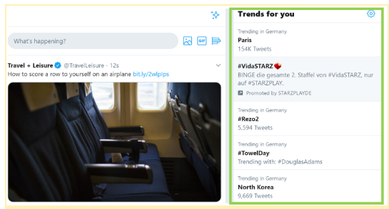 Trends For You Twitter's on page trending section