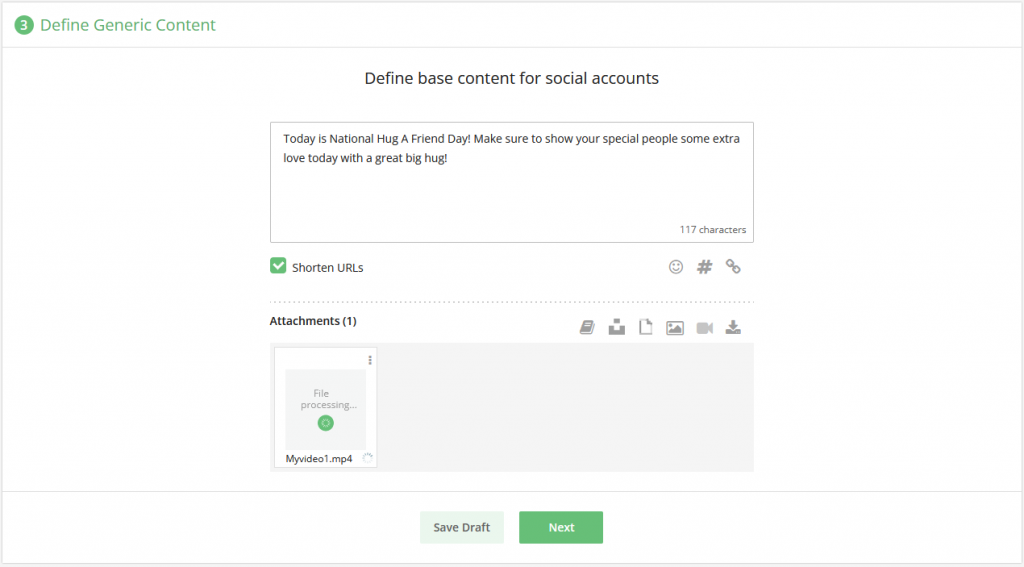Upload Your Content Upload the media and use the hashtag finder