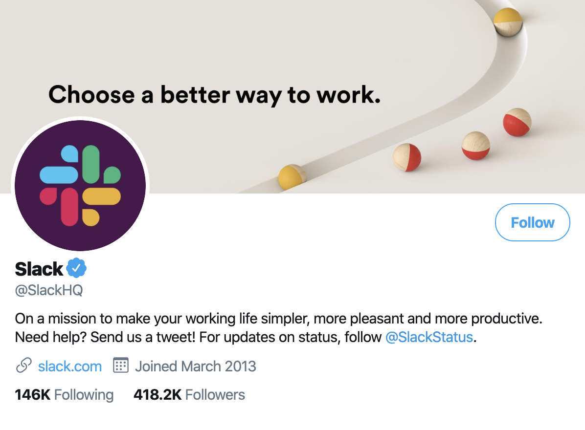 b2b brand slack twitter profile
