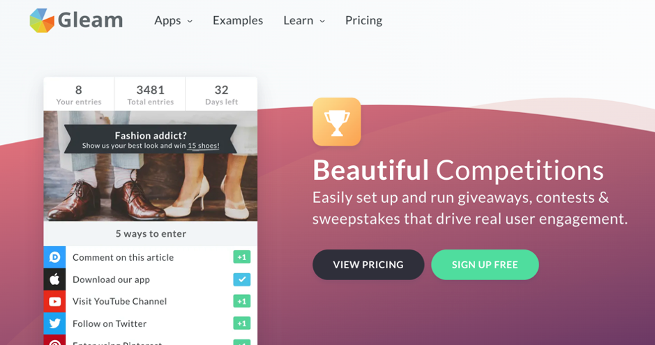 brand awareness run a contest gleam