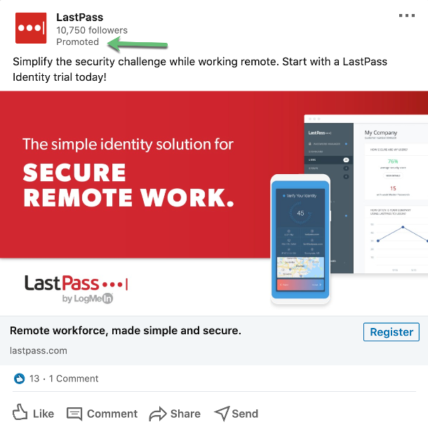 brand awareness social advertising linkedin lastpass