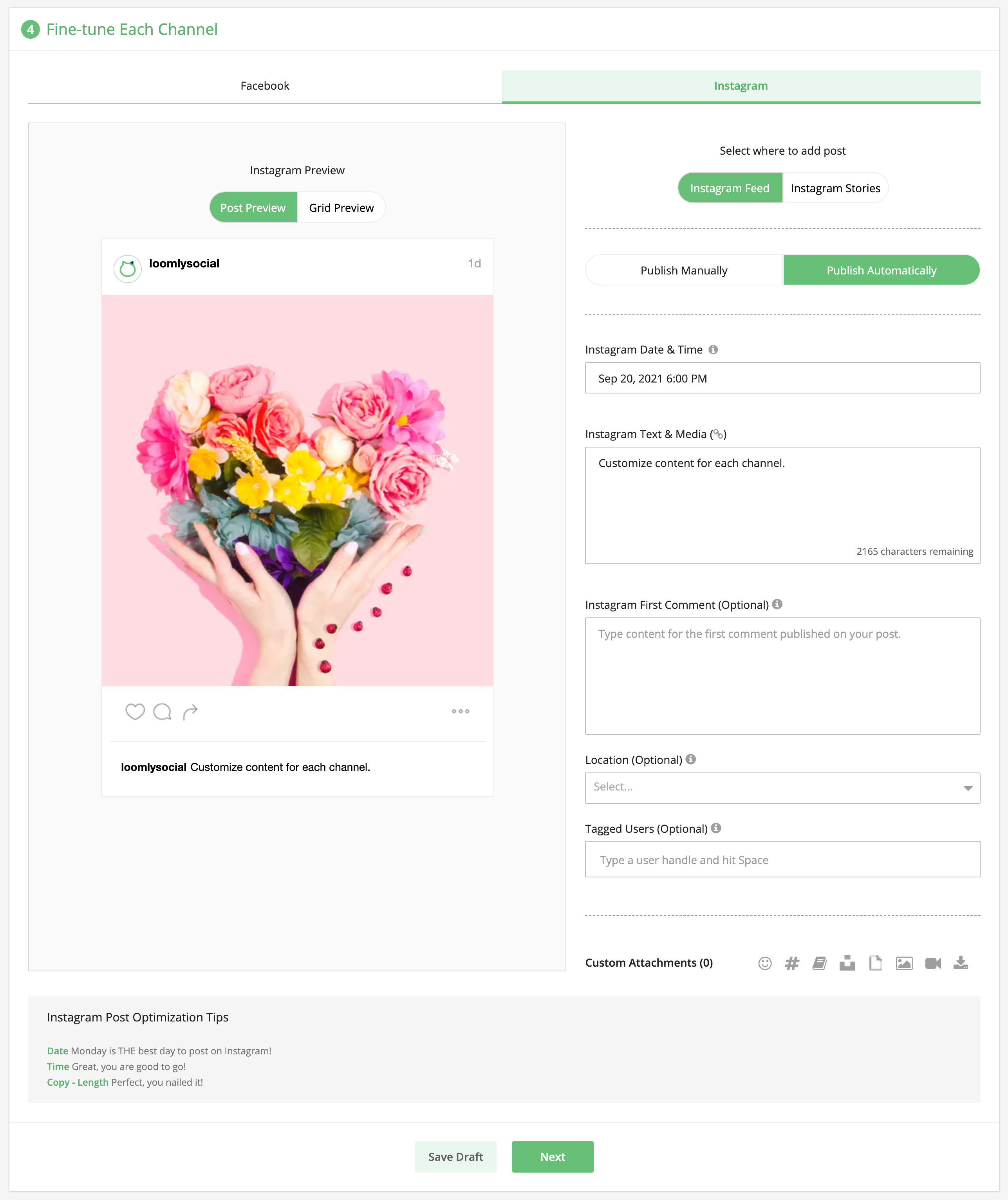 build your brand on instagram loomly post builder