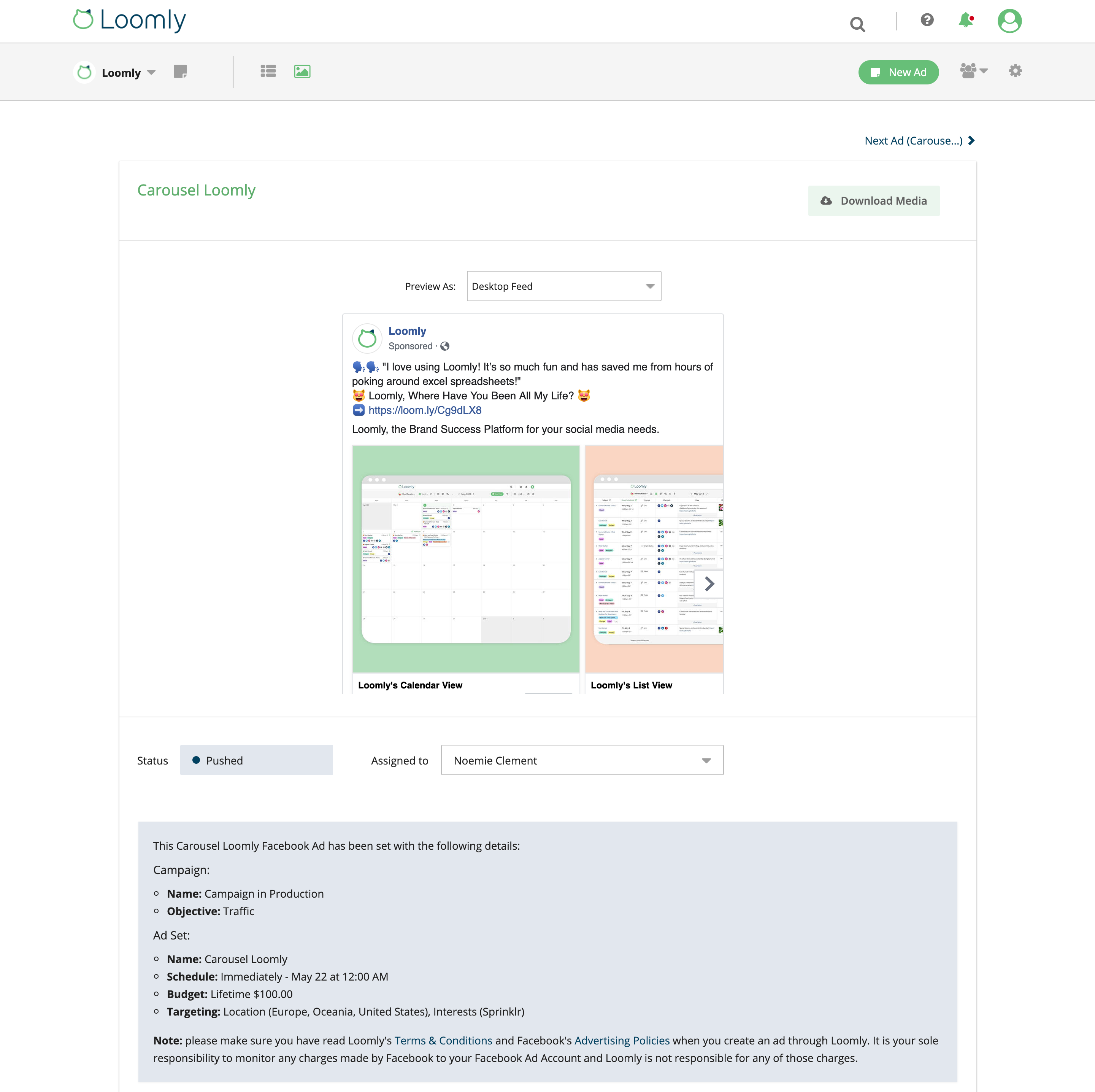 digital marketing on a budget try Loomly Ads Manager