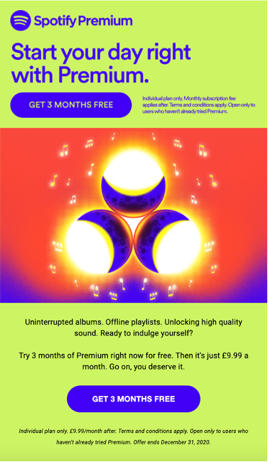 email marketing promotional upsell email spotify example