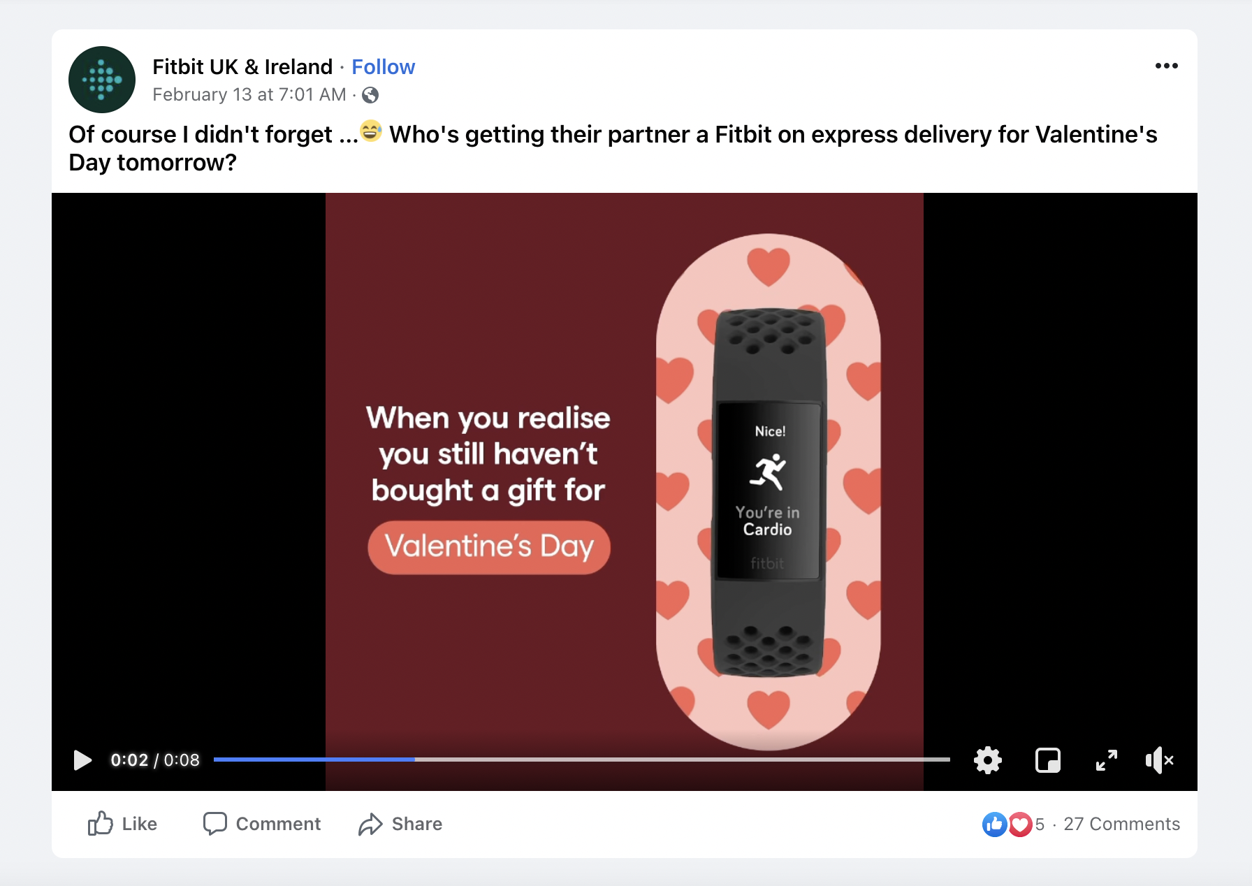 facebook marketing plan your content fitbit example