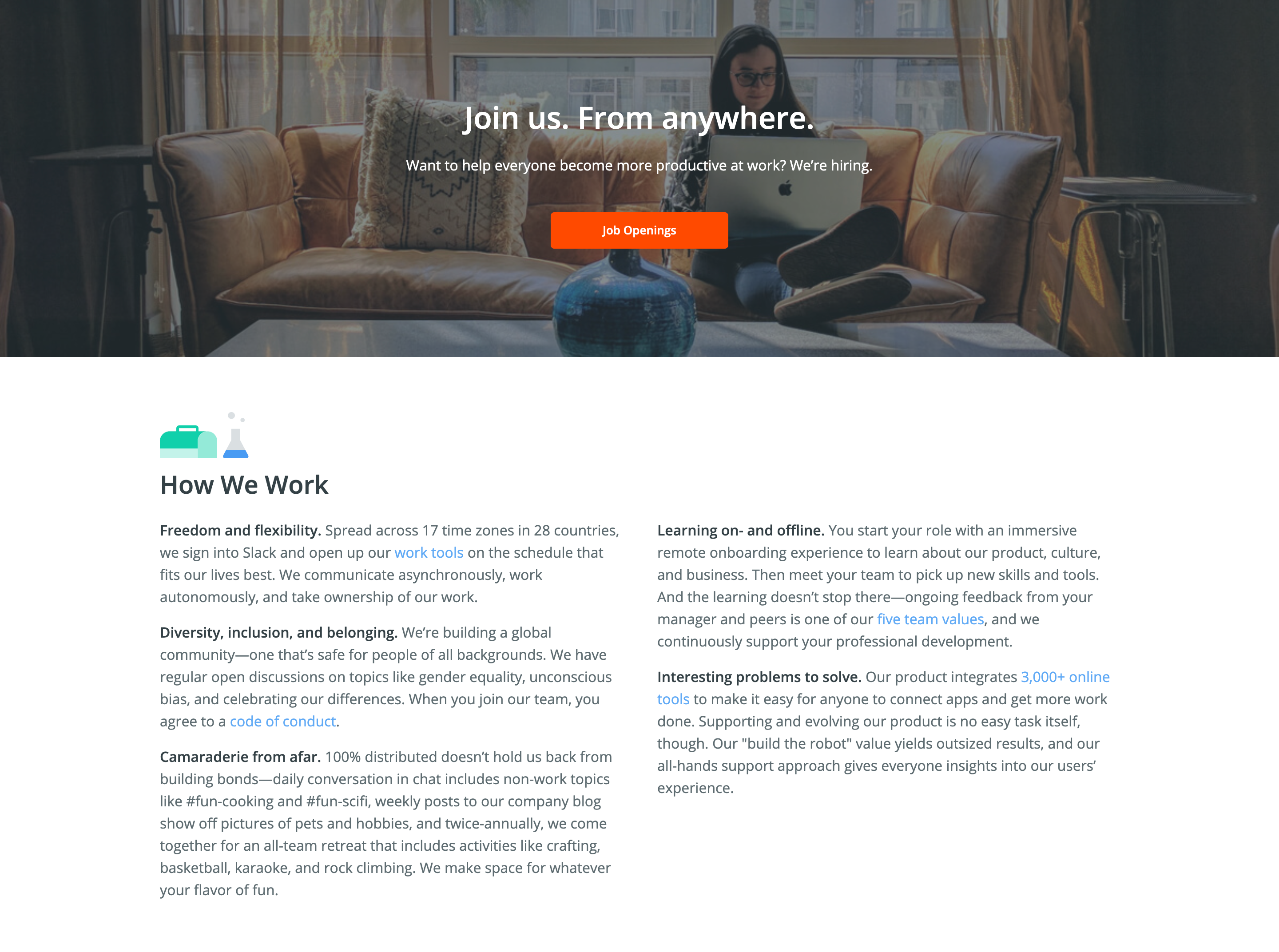 flexible work at Zapier
