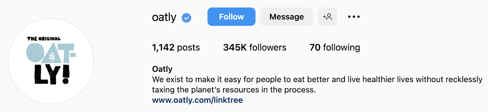 Screenshot of Oat's Instagram account