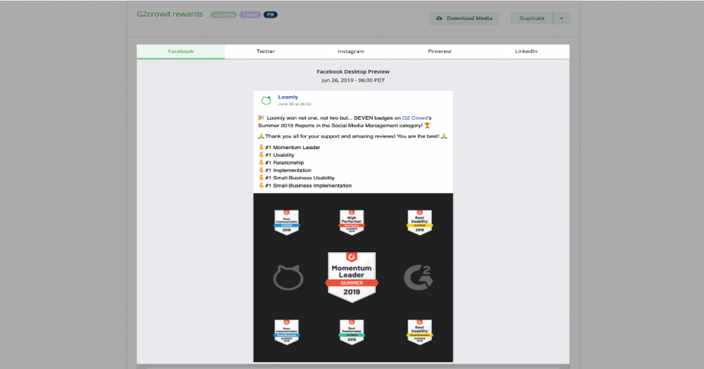 Loomly Social Media Management Software