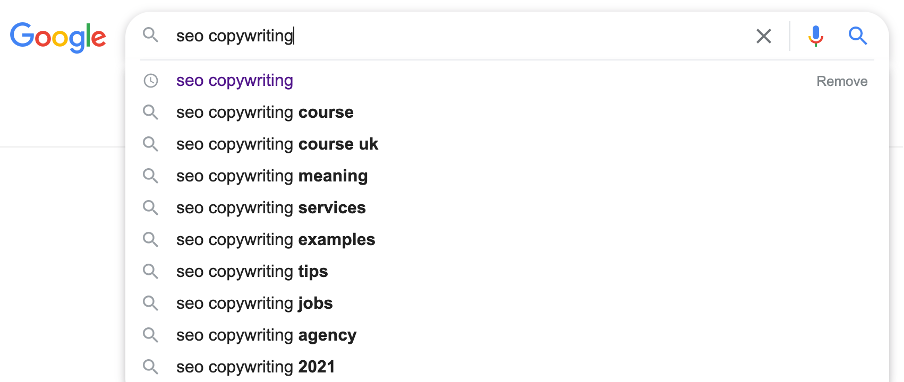 seo beginner's guide google suggestions
