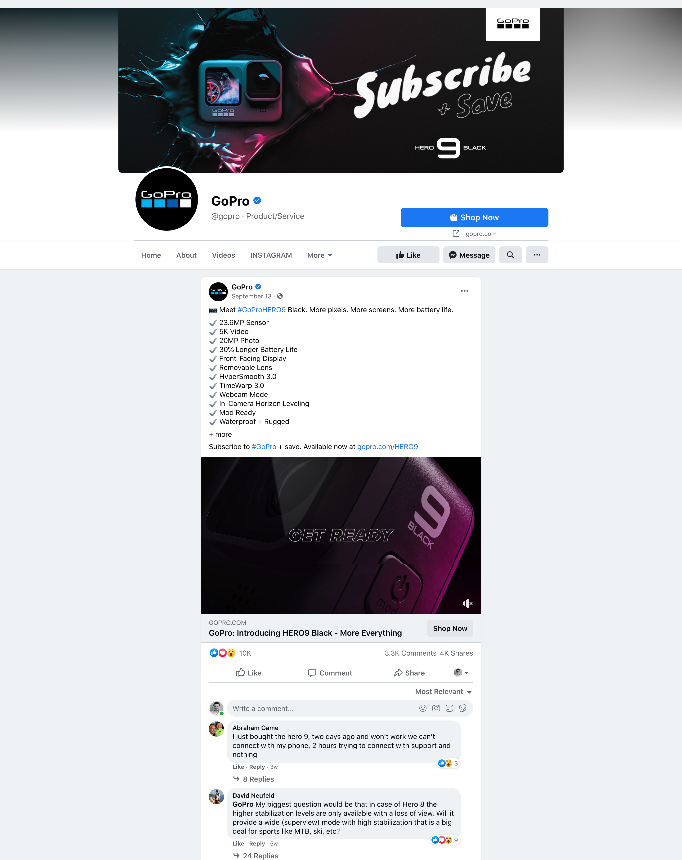 social media management successful brands examples gopro facebook