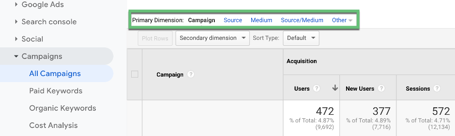 utm parameters how to track primary dimension