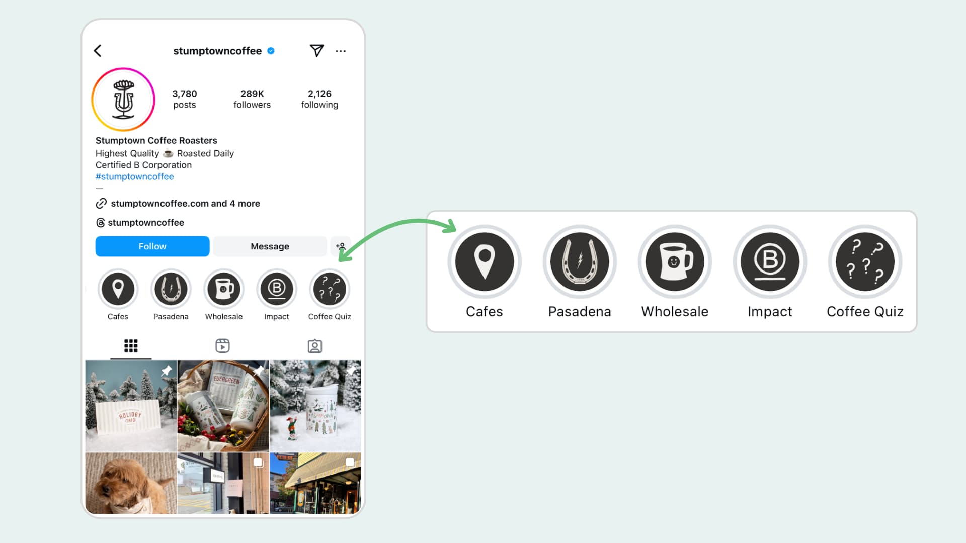 Instagram Highlights cover images - Example of icon only design