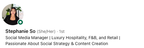 LinkedIn headline example